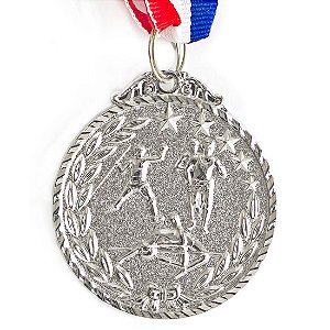 Medalha AX Esportes 50mm Atletismo 3 Alto Relevo Prateada - Y225P