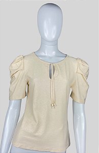 Blusa bege brilhosa tamanho P