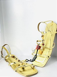 Sandália Dourada com pedras Tamanho 37