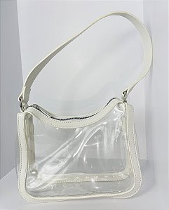 Bolsa transparente com lateral branca