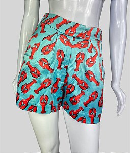 Bermuda de cetim lagosta