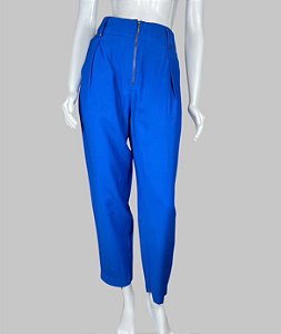 Calça poliest azul marinho TAM 36 com zíper