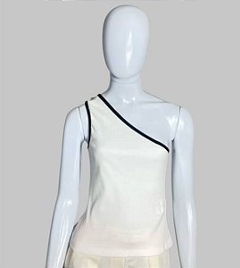 Top cavado long cropped assimet off white TAM P