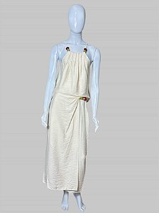 Conjunto crepe amarelo suave