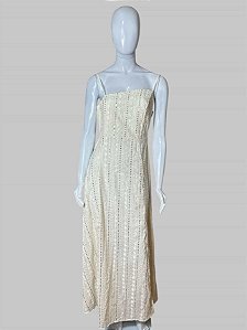 vestido bege brilho TAM P