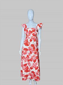 vestido vermelho florido TAM PP