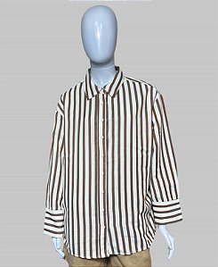 camisa marrom com bege TAM M