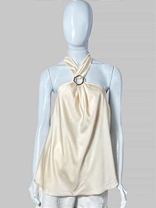 Blusa Acetinada com Detalhe Dourado - P CÓD. 089