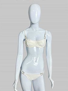 BIQUINI BRANCO COM DETALHE DOURADO TAM P CÓD. 044