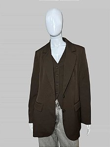 CONJUNTO BLAZER E COLETE MARROM CAFÉ