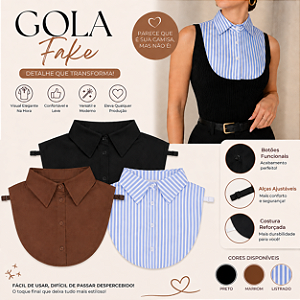 Gola Fake Feminina Gola Falsa Camisa Social Removível Tricoline Algodão viscose Fabricação nacional