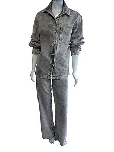CONJUNTO JEANS DESTONADO CINZA P CÓD.435