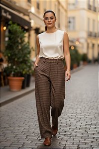 CALÇA MARROM QUADRICULADA 36 CÓD.412