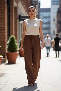 CALÇA MARROM VISCOSE P CÓD.387