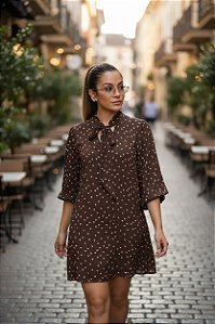 VESTIDO MARROM CORAÇÕES P CÓD.356