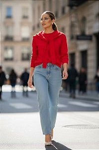 SUETER VERMELHO DETALHE FAIXA P CÓD. 348
