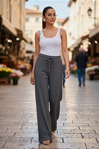 CALÇA MOLETOM CINZA RISCAS P CÓD. 347