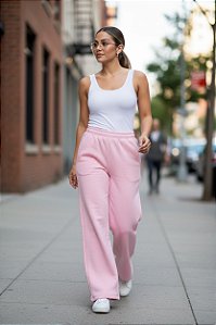 CALÇA MOLETOM ROSA P CÓD. 345