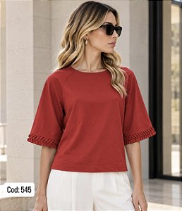 BLUSA VERMELHA DETALHE MANGA P CÓD.545