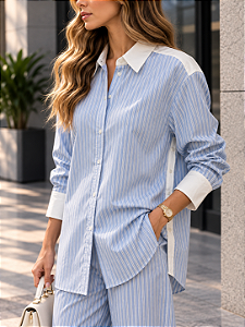 CONJUNTO AZUL CLARO C/LISTRAS P/PP CÓD.476
