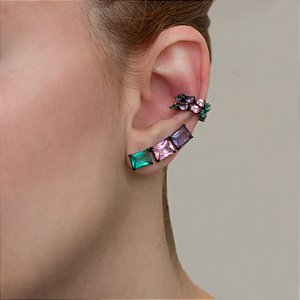 Brinco ear cuff com mix de cristais