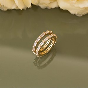 Duo de anéis dourado com cristal 