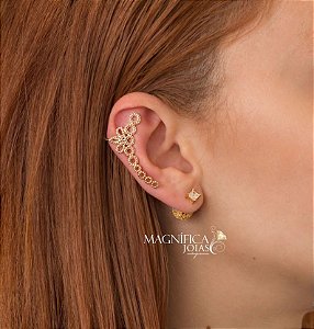Piercing fake dourado ear cuff