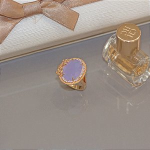 Anel pedra lavanda e microzircônia