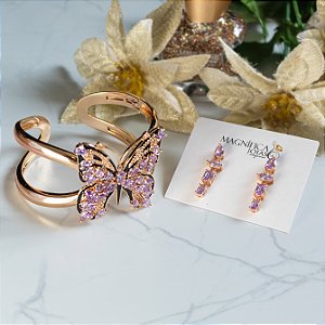 Bracelete borboleta navetes cristal tanzanita