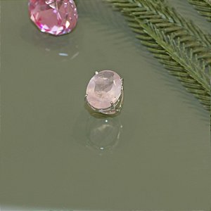 Anel ródio branco pedra fusion rosa