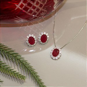 Conjunto brinco e colar cristal