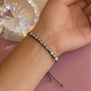 Pulseira riviera com zircônias cristal em ródio negro