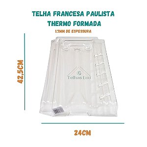 Telha Transparente Francesa Paulista Medida 42x24cm Thermo