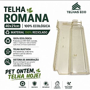 Kit 20 Telha Romana Injetada Âmbar 40x21cm 100% Reciclada