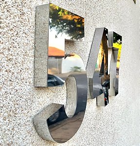 Kit 4 Números / Letras A.B.C.D Residenciais 10cm CROMADO 3D Caixa Alta