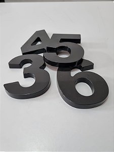 Kit 4 Números / Letras A.B.C.D Residenciais 10cm PRETO 3D Caixa Alta