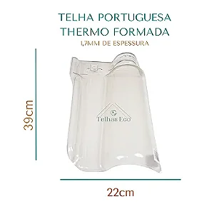 Caixa 5 Telhas Portuguesa Thermo Transparente  Plastico Pet  39x22CM