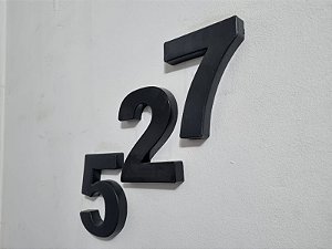 Kit 3 Números / Letras A.B.C.D Residenciais 10cm PRETO 3D Caixa Alta