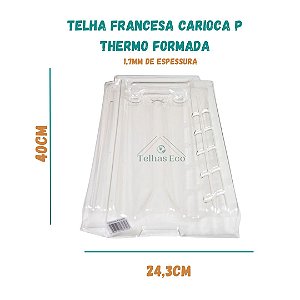 5 Telhas Francesa Carioca P Transparente Plastico (Pet) Med. 40x24 cm