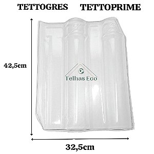 5 Telhas TETTOPRIME - TETTOGRES Transparente plastico termo-formado medidas 42,5x32,5cm