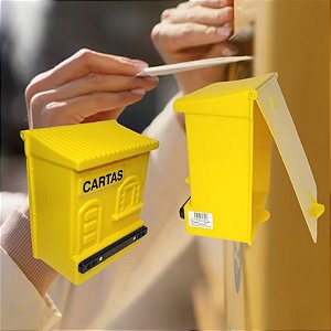 Caixa De Correio Correspondência Plástico PP 24x20x12cm - Cor Amarelo