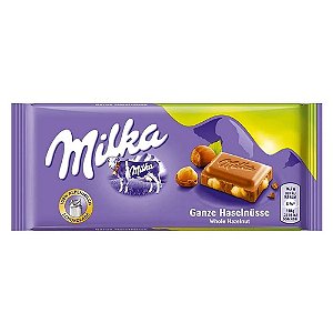 Chocolate Milka Whole Hazelnut Avelãs Inteiras Importado100g
