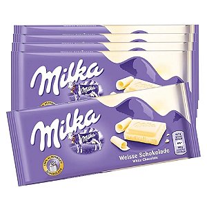 Kit 5 Chocolates Branco Milka White 100 gr Importado