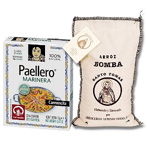 Kit Paella Arroz Bomba 1kg + Tempero Marinera Carmencita