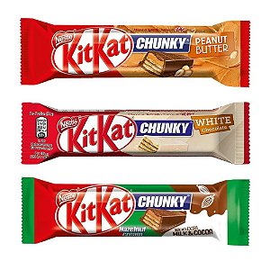 Kit 3 Barras De Chocolate KitKat Branco Amendoim e Avelã 40g