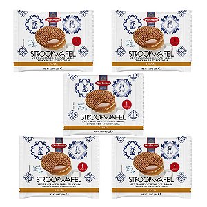 Kit 5 Waffles Stroopwafel Holandês Individual Caramelo 39g