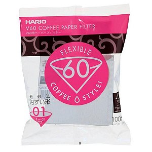 Filtro Papel Branco V60-01 Coar Cafe Barista Hario - 100 unidades