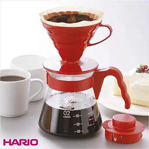 Cafeteria Hario V60 02 com Dosador Coador Jarra 40 Filtros