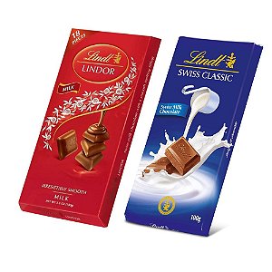 Kit Chocolate Lindt Milk Ao Leite e Swiss Classic 100G