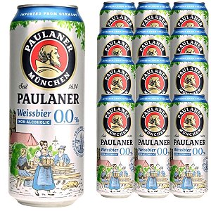 Kit 12 Cerveja Alemã Paulaner Weissbier Zero Álcool Lt 500ml
